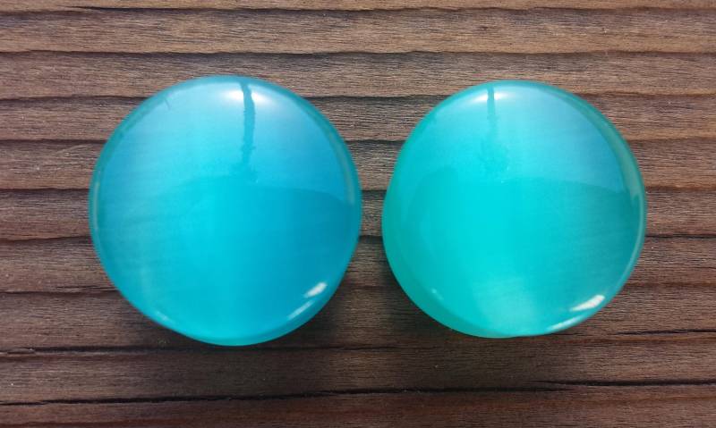 Ein Paar Aqua Cats Eye Plugs Gauges Körperschmuck Double Flared - Pick Size von AandSCrystals