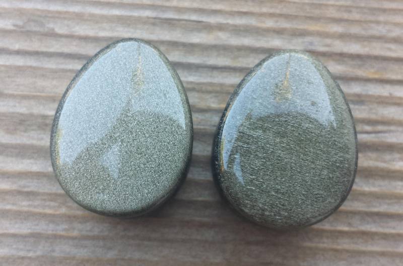 Ein Paar Echte Golden Obsidian Drop Plugs Gauges Körperschmuck Double Flared - Pick Size von AandSCrystals