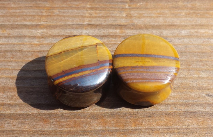 Ein Paar Echte Sunset Jasper Plugs Gauges Körperschmuck Double Flared - Pick Size von AandSCrystals