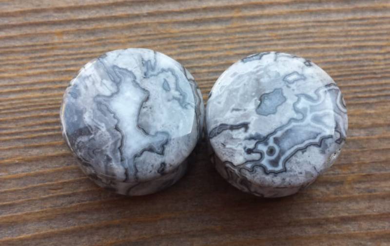 Ein Paar Echte Wave Jasper Plugs Gauges Schmuck Double Flared - Pick Size von AandSCrystals