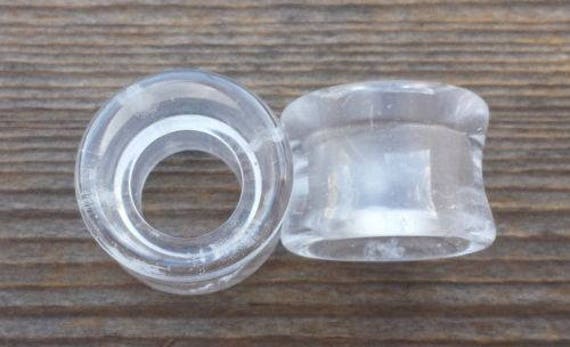 Ein Paar Klarge Glas Tunnel Plugs Gauges Körperschmuck Double Flared - Pick Size von AandSCrystals