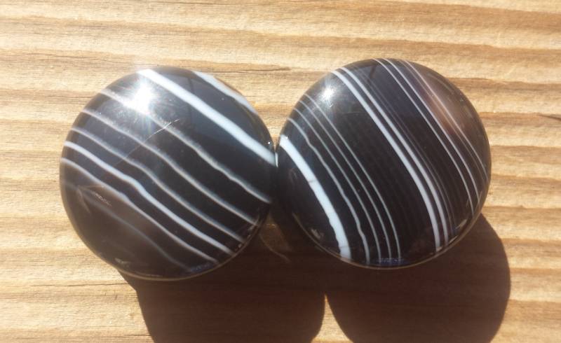 Selten Ein Paar Echte Black Stripe Achat Plugs Gauges Körperschmuck Double Flared - Pick Size von AandSCrystals