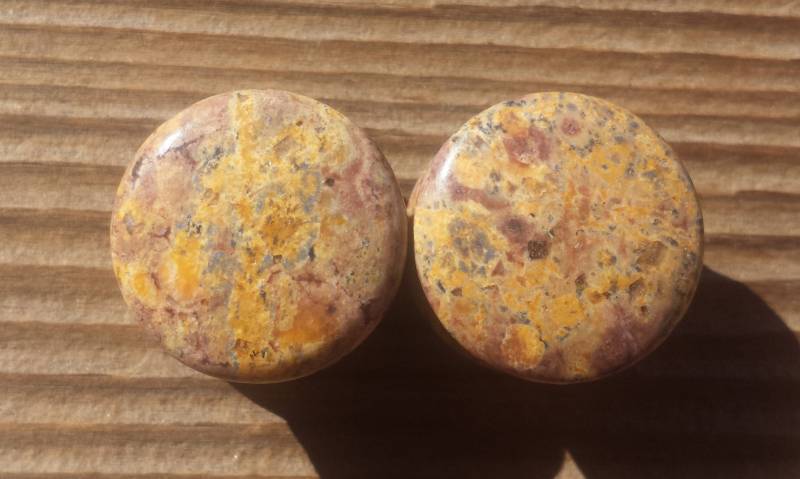 Selten Ein Paar Echte Leoparden Jasper Plugs Gauges Körperschmuck Double Flared - Pick Size von AandSCrystals