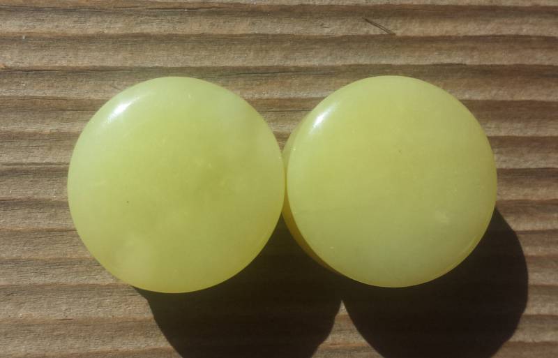 Selten Ein Paar Echte Zitrone Jade Plugs Gauges Körperschmuck Double Flared - Pick Size von AandSCrystals