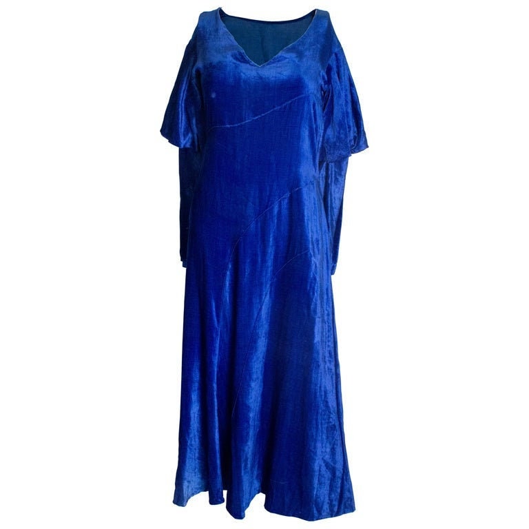 A Vintage 1930S Blue Silk Velvet Dress von AardvarkvintageGoods