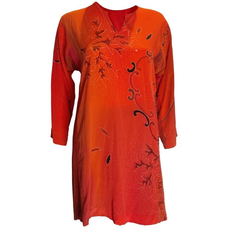 A Vintage 1970Er Jahre Rotes Seidenkleid von AardvarkvintageGoods