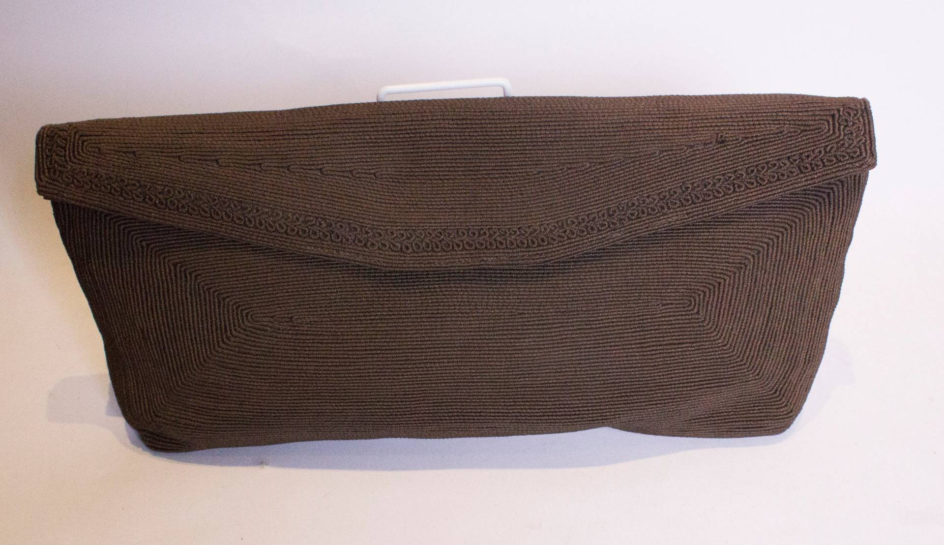 Ein Jahrgang 1940Er Jahre Braun Corde Clutch Bag von AardvarkvintageGoods