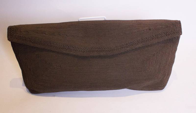 Ein Jahrgang 1940Er Jahre Braun Corde Clutch Bag von AardvarkvintageGoods