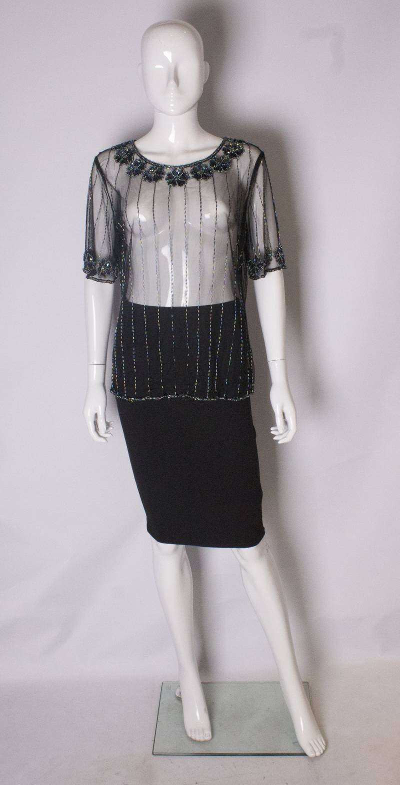 Ein Klassiker Der 1980Er Jahre Net T Shirt Mit Pailletten Und Perlen-Verzierung von AardvarkvintageGoods