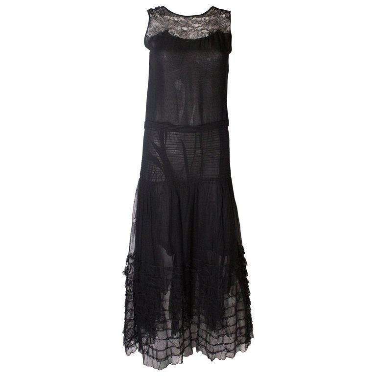 Ein Vintage 1920Er Schwarzes Spitzen Flapper Tolles Gatsby Abendkleid Kleid von AardvarkvintageGoods