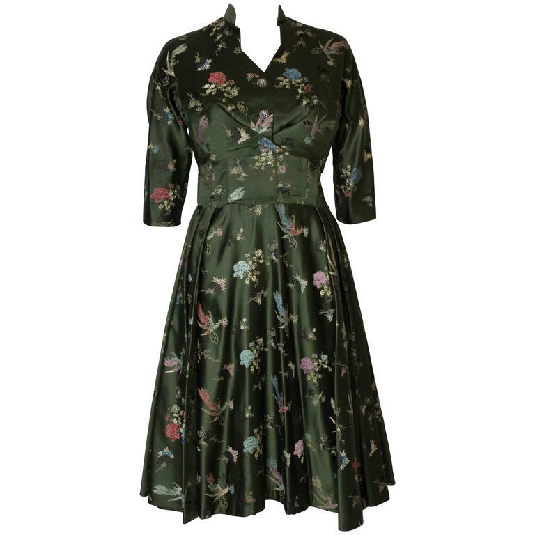 Ein Vintage 1950 Salbei Grünen Kleid Und Bolero-Jacke Von Butt von AardvarkvintageGoods