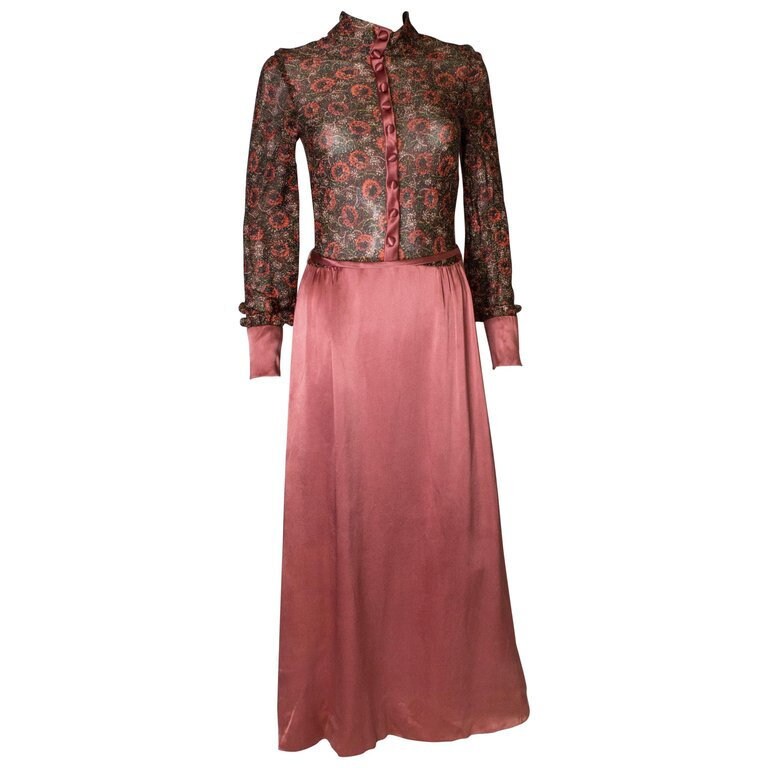 Ein Vintage 1970 Floral Lurex-Abendkleid Von Jean Varon von AardvarkvintageGoods