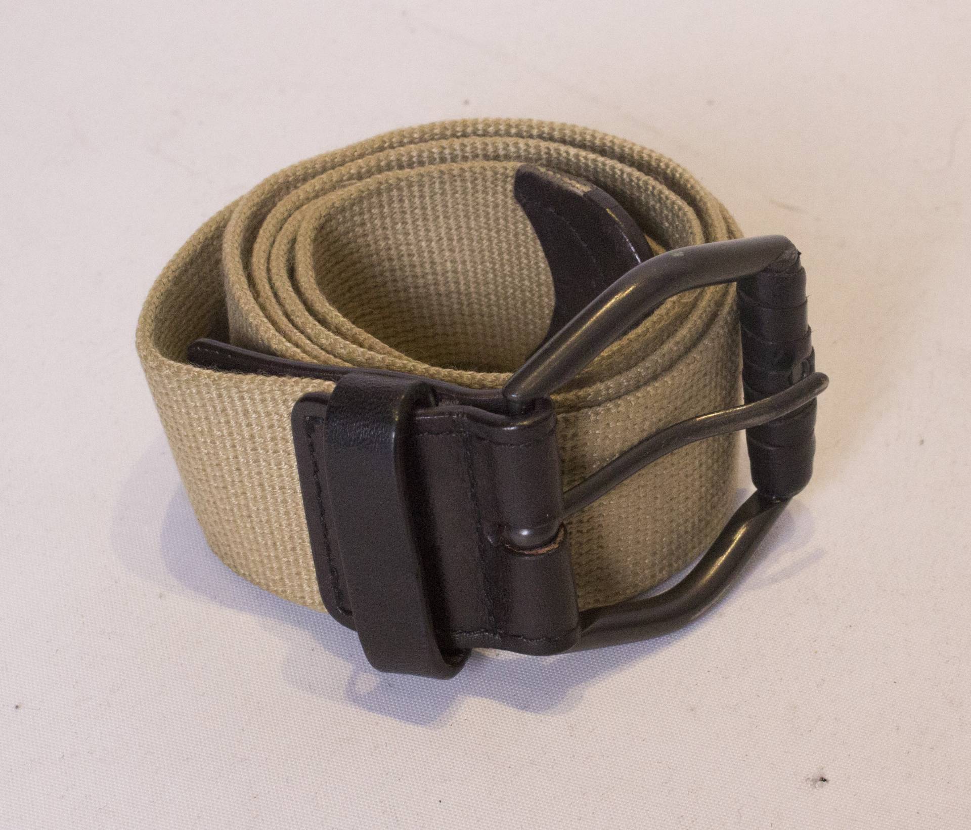 Ein Vintage 1990Er Jahre Bottega Veneta Leinwand Und Braunem Leder Gürtel von AardvarkvintageGoods