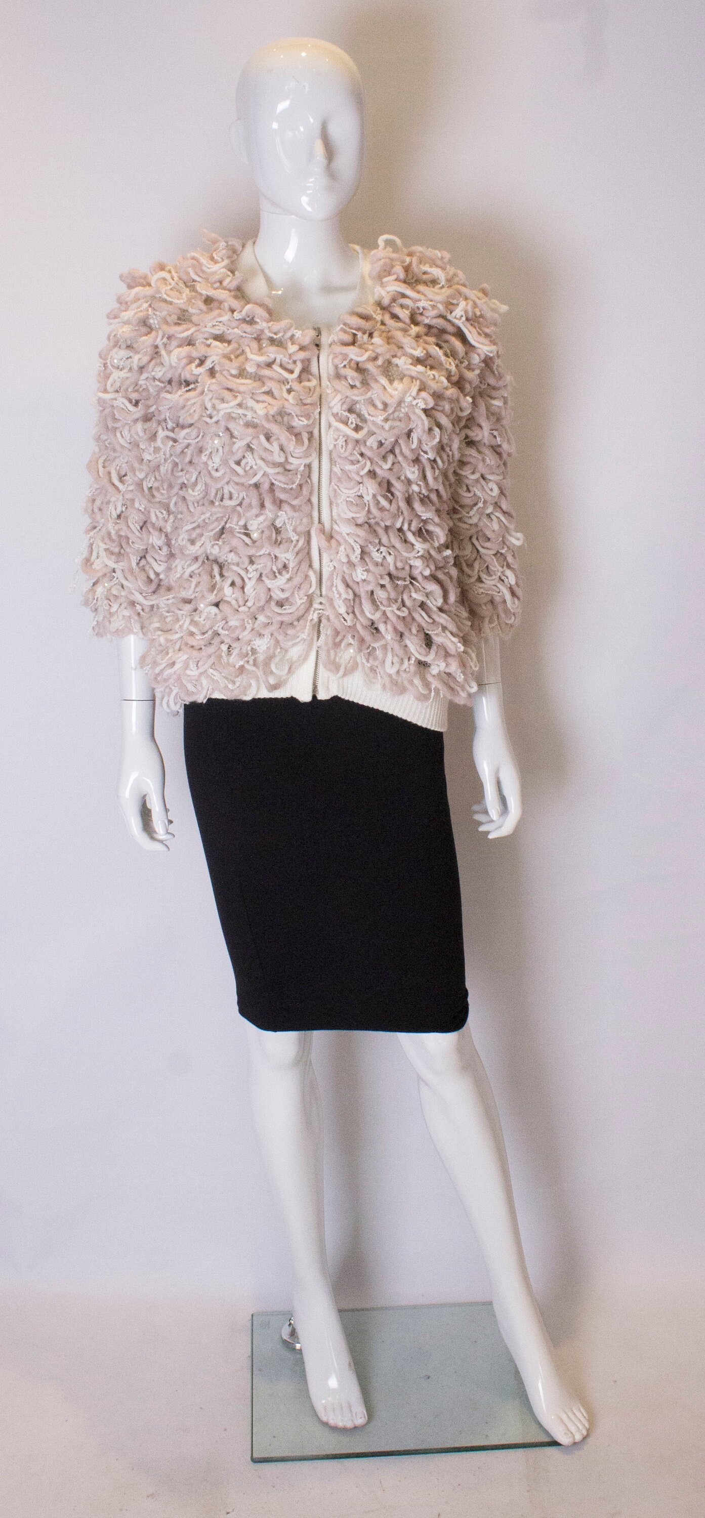 Ein Vintage Wollmix Blassrosa Und Creme Zip Frontjacke von AardvarkvintageGoods