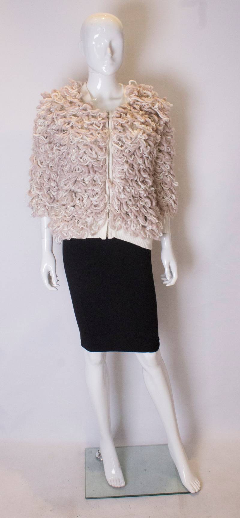 Ein Vintage Wollmix Blassrosa Und Creme Zip Frontjacke von AardvarkvintageGoods