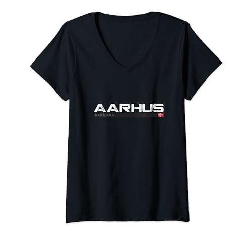 Damen Aarhus Denmark Retro T-Shirt mit V-Ausschnitt Damen Aarhus Denmark Retro T-Shirt mit V-Ausschnitt von Aarhus Denmark Geschenke und Kleidung