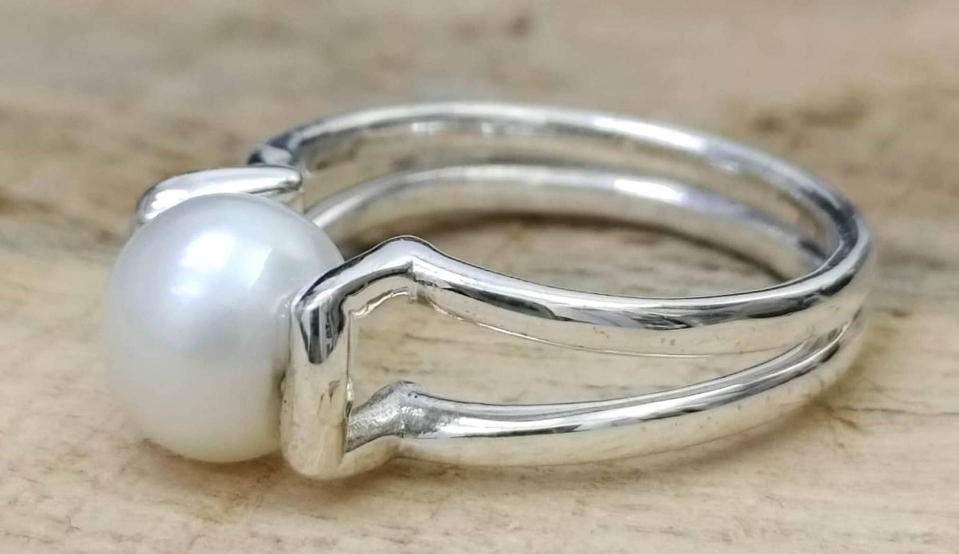 Natürliche Weiße Perle 5 Karat Ring, 925 Sterling Silber, Handgefertigter Ring Für Männer Und Frauen, Jubiläumsgeschenk von AarinJewels