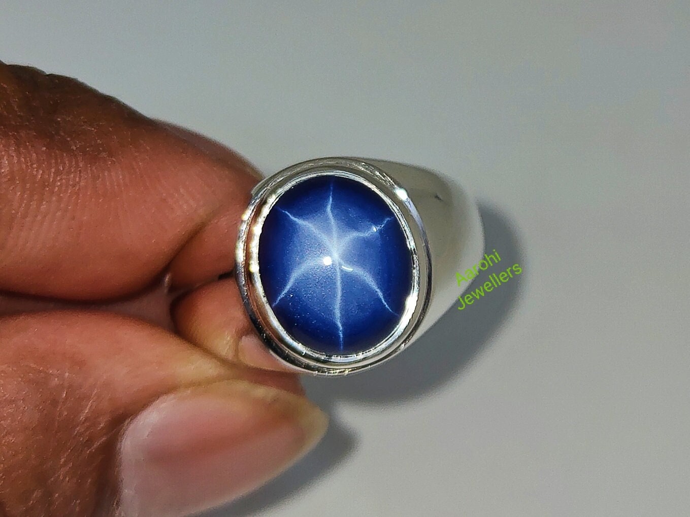 Blauer Saphir-Herrenring, 925Er Sterlingsilber, Ehering, Blauer Lindy-Sternsaphir-Edelsteinring, Geschenke Für Ihn von Aarohijewellers