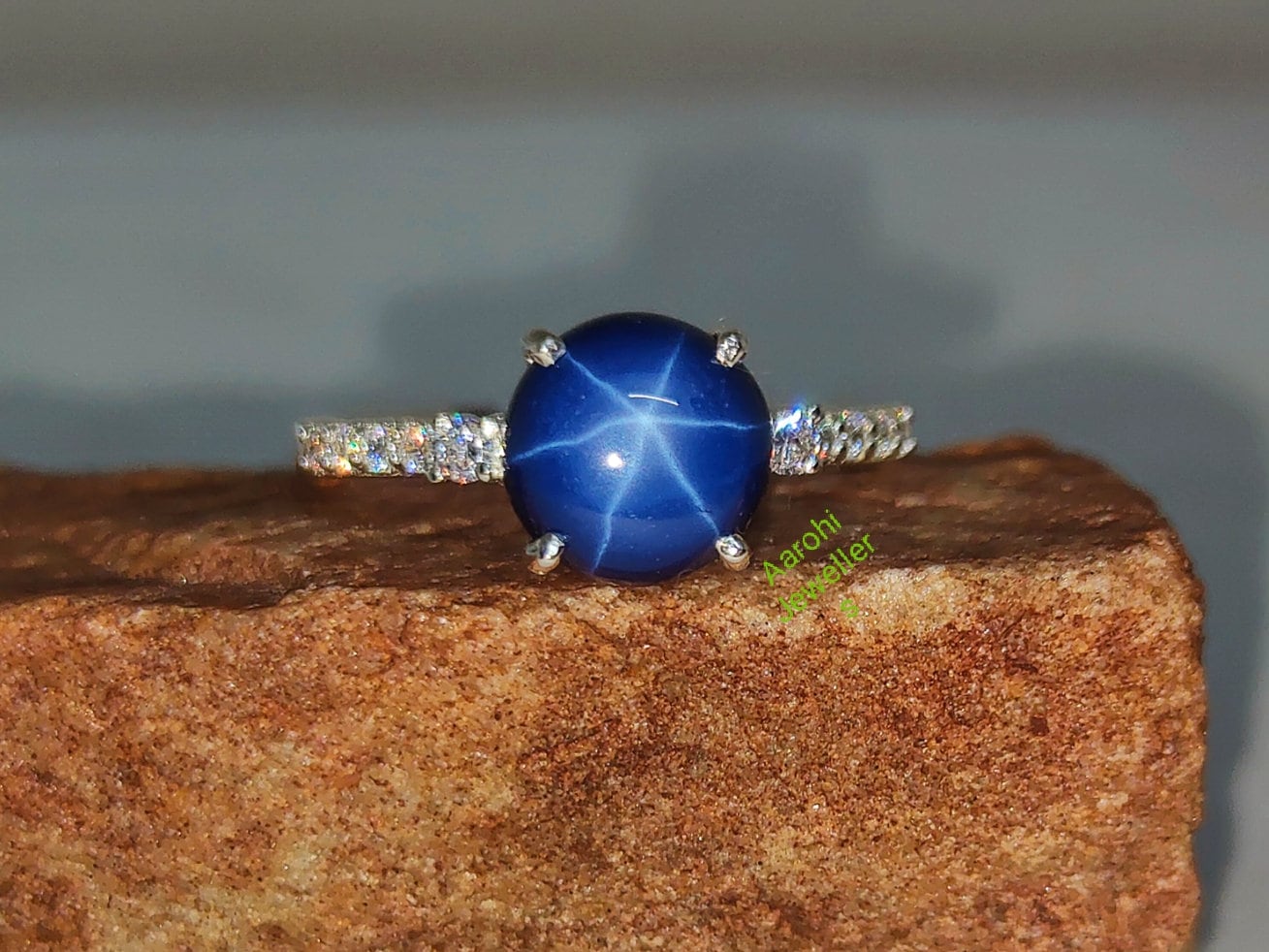 Blauer Stern Saphir Ring, 925 Sterling Silber, Edelstein Versprechen Lindy Jahrestag Frauen Geschenk von Aarohijewellers