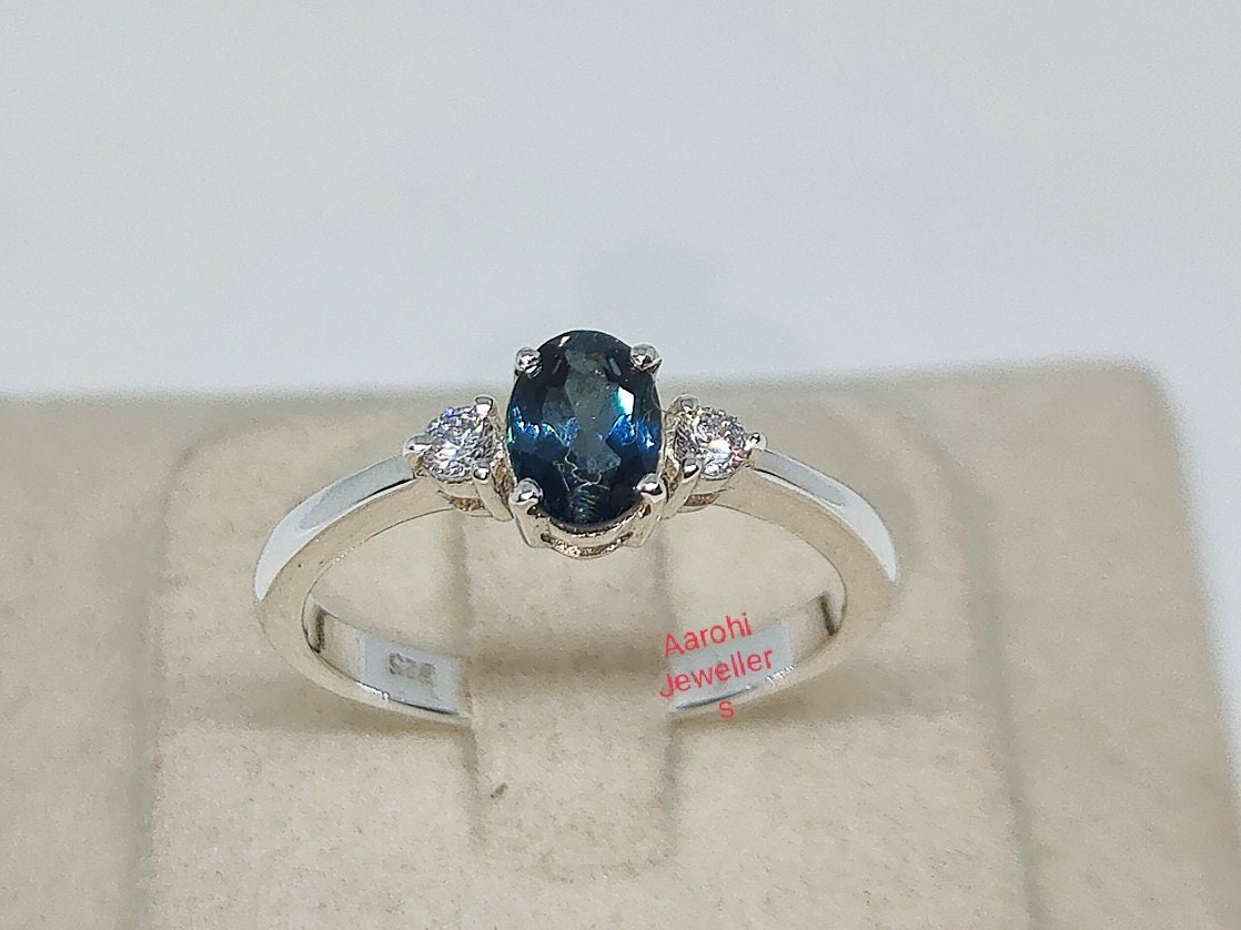 London Blauer Topas Ring, 925 Sterling Silber, Edelstein Hochzeit Braut Jubiläumsring Für Frauen, Versprechen Ring von Aarohijewellers