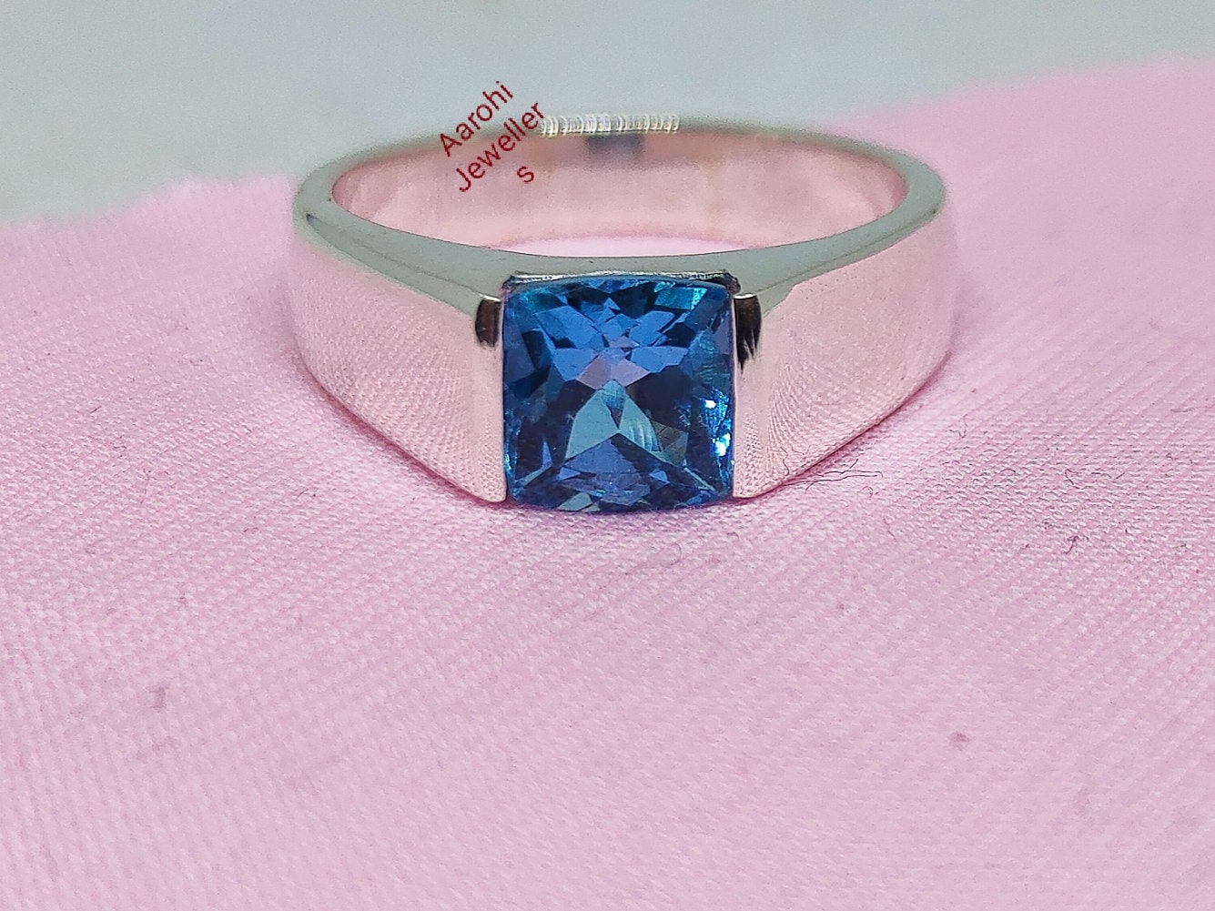 Natürlicher Blauer Topas Herrenring, 925 Sterling Silber, Dezember Geburtsstein Ring, Ehering Personalisiertes Geschenk von Aarohijewellers