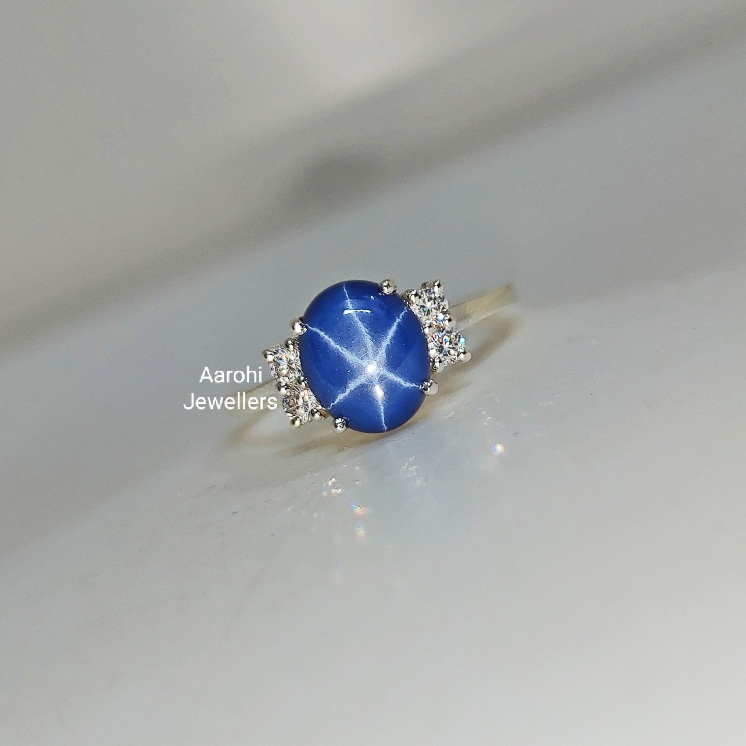 stern Saphir Ring, Handgemachter Ring. Geburtsstein 925 Silber, Blauer Verlobungsring, Ehering, Geschenk von Aarohijewellers