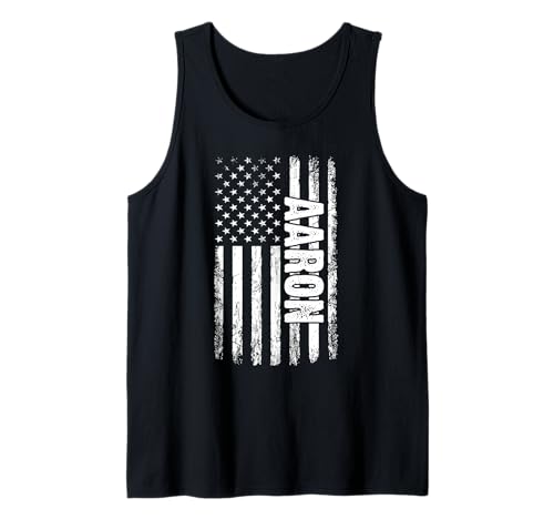 Aaron persönlicher Name American Flag Retro Männer Frauen Tank Top von Aaron spezialisierte den ersten Jungen Männer