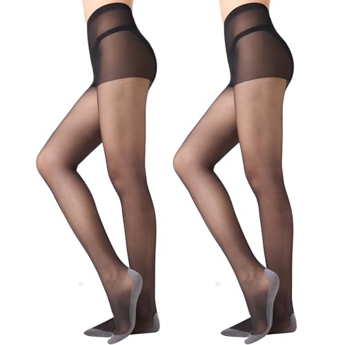 Aaronano Rutschfest Strumpfhosen Damen Transparent Feinstrumpfhose Anti Laufmaschen 10 DEN Hautfarben,Schwarze Strumpfhosen für Damen von Aaronano
