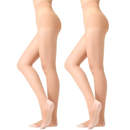 Aaronano Rutschfest Strumpfhosen Damen Transparent Feinstrumpfhose Anti Laufmaschen 10 DEN Hautfarben,Schwarze Strumpfhosen für Damen von Aaronano