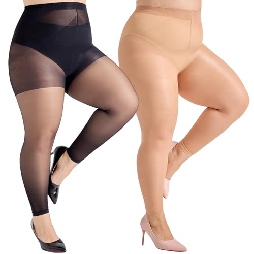 Aaronano Strumpfhose Ohne Zehen Grosse Grössen Ballett Bauchweg Leggings Strumpfhosen Damen Toeless Zehenfreie Feinstrumpfhose 2 Paar von Aaronano