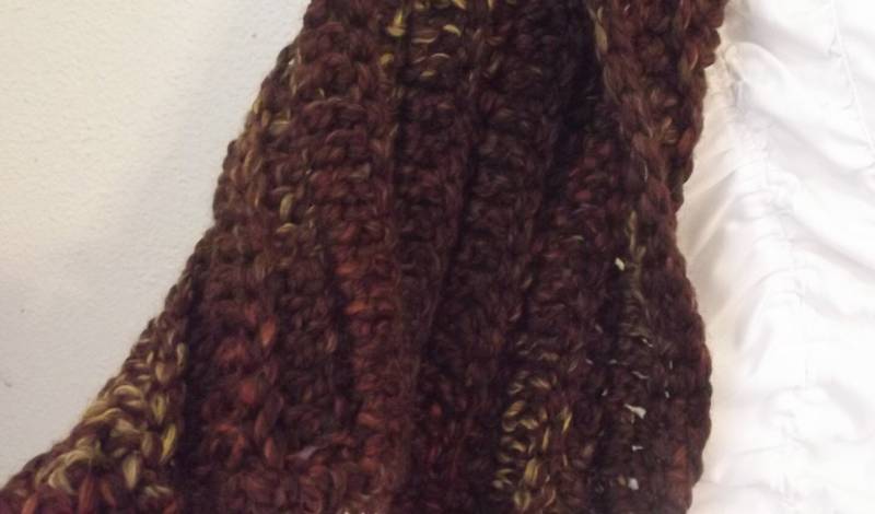 Handgemachte Wolle Shrug Siena Braun Gerippt Strick von AaronsAtticFinds