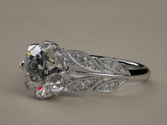 3 Ct Art-Deco-Ring Rundschliff Moissanite Ring, Antike Vintage Verlobungsring Art-Deco-Simulierter Diamantring Ehering Geschenk von Aarvijewels