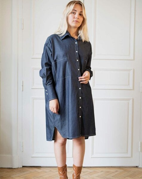 Aatise Hemdblusenkleid Langarm 100% Coton Chambray, Zazum von Aatise