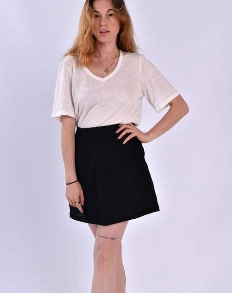 Aatise Kurzer Trapezrock Zulia schwarz 100% Leinen Made in France von Aatise