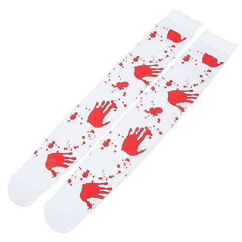 Halloween Skelett Blutende Strümpfe, Ghost Festival Produkte Blutsocken Requisiten Abschlussball Party Cosplay Kniestrümpfe Skelett Gruselig Bedruckte Seidensocken für Party von Aatraay