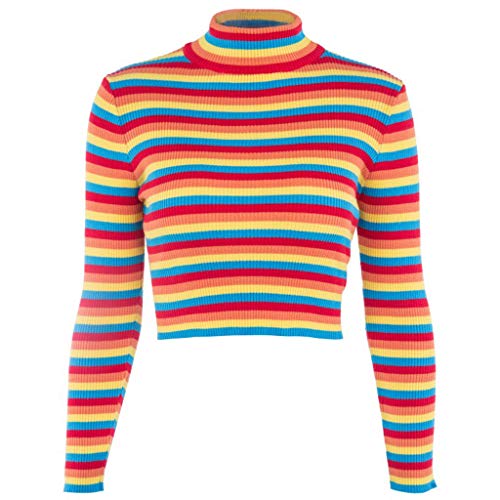 Aawsome Damen Herbst Langarm Rollkragenpullover, bunt gestreift, kurz, figurbetont, gerippt, gestrickt, Basic Pullover a Sweatshirt Aawsome Damen Herbst Langarm Rollkragenpullover, bunt gestreift, kurz, figurbetont, gerippt, gestrickt, Basic Pullover a Sweatshirt von Aawsome