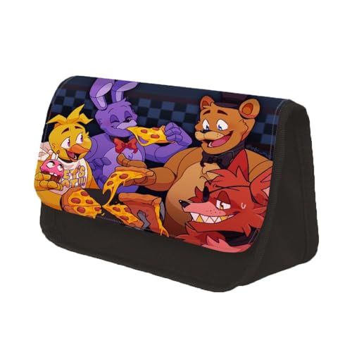 Aayahakawa FNAF Federmäppchen mit Reißverschluss, Fünf Nächte Spiel Anime Federmäppchen Große Kapazität Schreibwaren Organizer Pencil Box für Schulstudenten Jungen Mädchen, Typ 5, 22x13x7.5CM, Anime von Aayahakawa