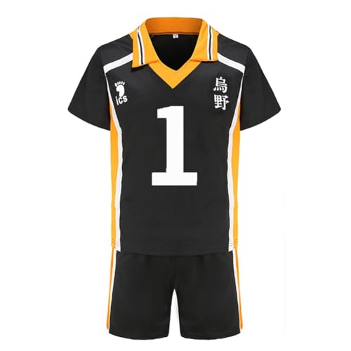 Aayahakawa Haikyuu Cosplay-Kostüm Hinata Shoyo Cosplay-Outfit Shirt Shorts Karasuno High School Team Volleyball Uniform Anzug Trainingsanzug für Teenager Erwachsene, 1, L von Aayahakawa