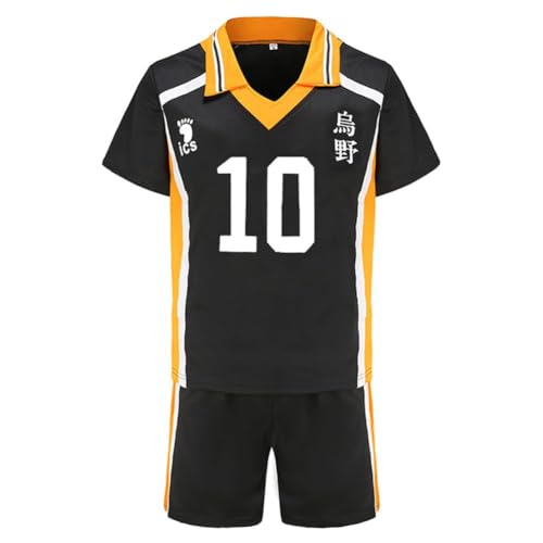 Aayahakawa Haikyuu Cosplay-Kostüm Hinata Shoyo Cosplay-Outfit Shirt Shorts Karasuno High School Team Volleyball Uniform Anzug Trainingsanzug für Teenager Erwachsene, 10, M von Aayahakawa