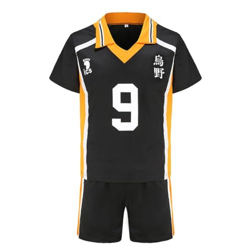 Aayahakawa Haikyuu Cosplay-Kostüm Hinata Shoyo Cosplay-Outfit Shirt Shorts Karasuno High School Team Volleyball Uniform Anzug Trainingsanzug für Teenager Erwachsene, 9, L von Aayahakawa