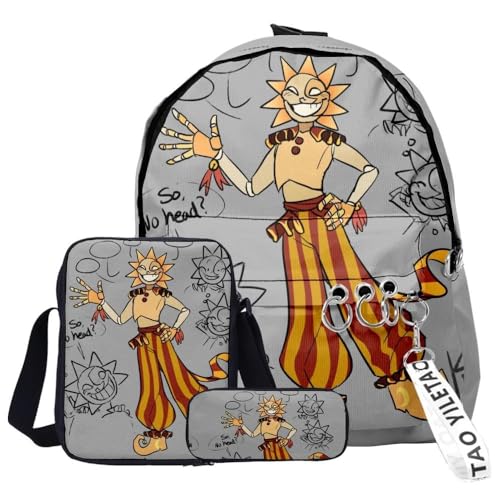 Aayahakawa -Sun Moon FNAF Security Breach Fazbear's Piazzaria Fashion Student 3-teiliges Set Schulrucksack/Federmäppchen für Jungen und Mädchen, Schule, Reisen, unverzichtbarer Tagesrucksack, Farbe17, von Aayahakawa