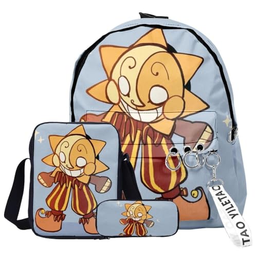 Aayahakawa -Sun Moon FNAF Security Breach Fazbear's Piazzaria Fashion Student 3-teiliges Set Schulrucksack/Federmäppchen für Jungen und Mädchen, Schule, Reisen, unverzichtbarer Tagesrucksack, Farbe19, von Aayahakawa