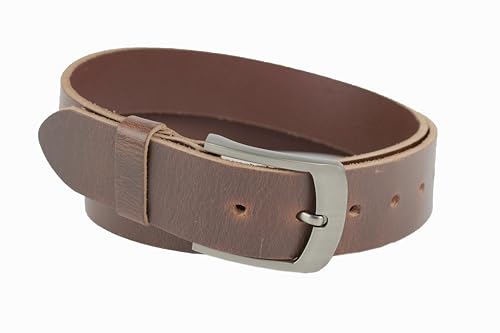 Ab-BELT & BAG 4cm Breit Ledergürtel Braun Vollleder Jeansgürtel Damen Herren Rindleder Handgemacht echtes Leder MADE IN GERMANY (115cm (Gesamtlänge 130cm)) von Ab-BELT & BAG