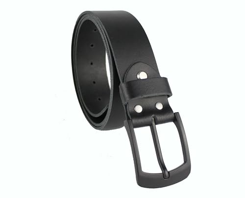 Ab-BELT & BAG 4cm Breit Ledergürtel Schwarz Vollleder Jeansgürtel Damen Herren Rindleder Handgemacht echtes Leder MADE IN GERMANY (100cm Gesamtlänge 115cm) von Ab-BELT & BAG