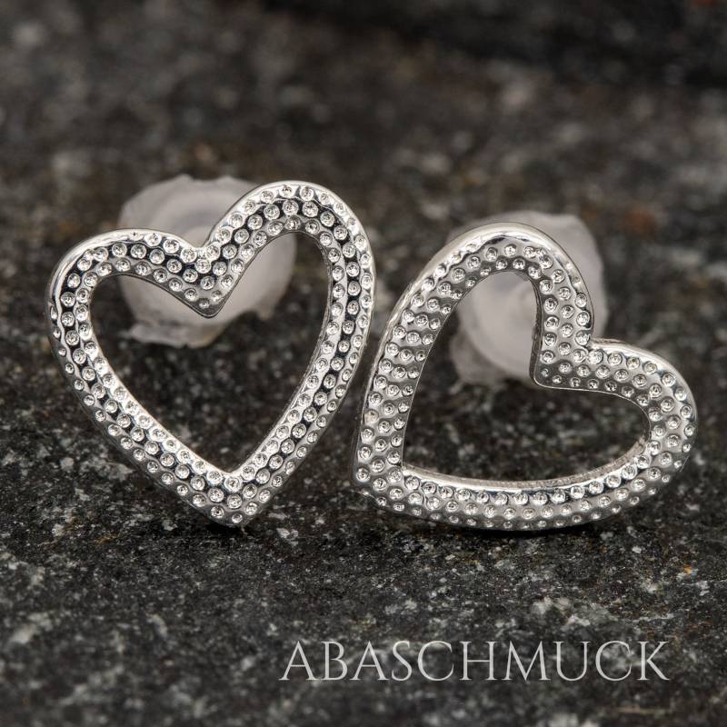 1 Paar Silber Ohrringe Ohrstecker 925 Herzen Silberohrstecker von AbaSchmuck