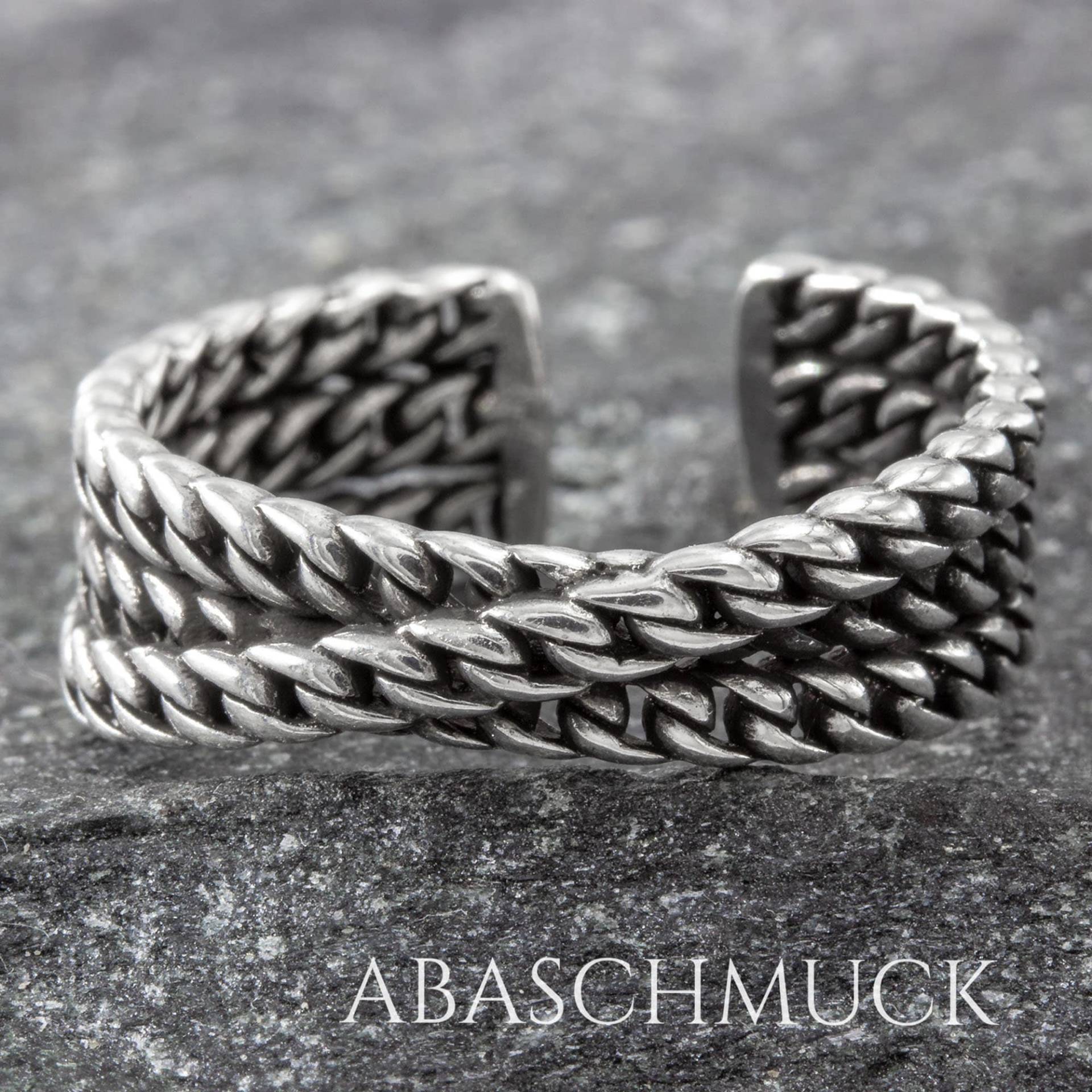 Breiter Verstellbarer 925 Silberring Im Ketten-Design. Handgefertigt, Modern, Robust Und Perfekt Für Jeden Tag. Ideal Als Geschenk von AbaSchmuck