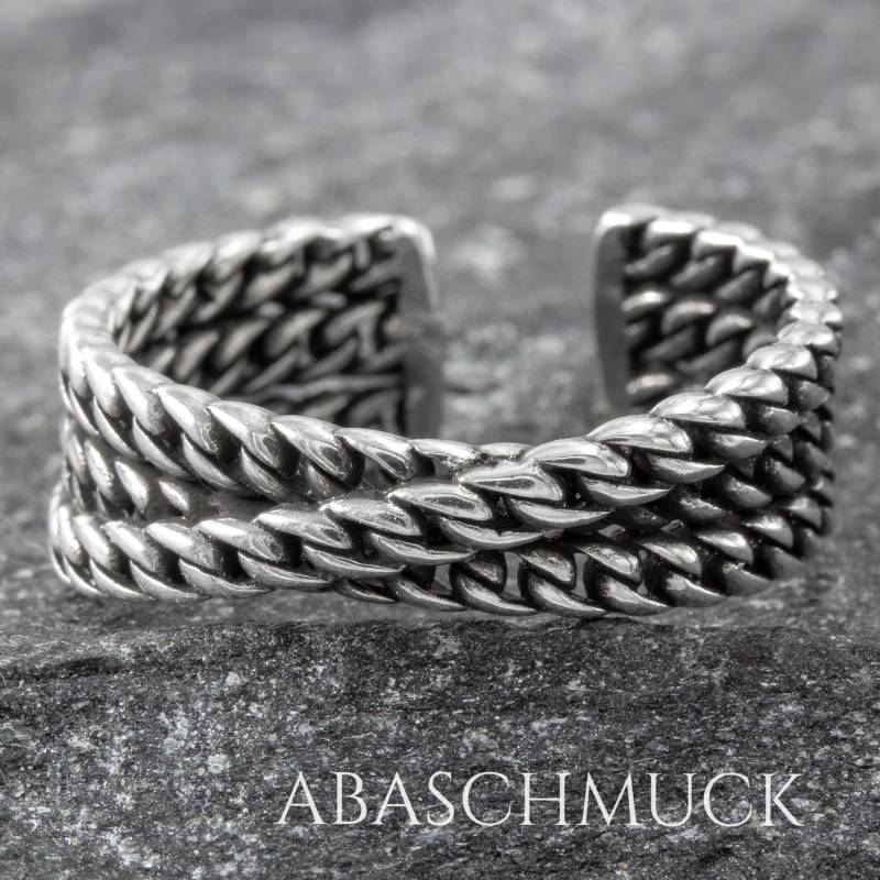 Breiter Verstellbarer 925 Silberring Im Ketten-Design. Handgefertigt, Modern, Robust Und Perfekt Für Jeden Tag. Ideal Als Geschenk von AbaSchmuck