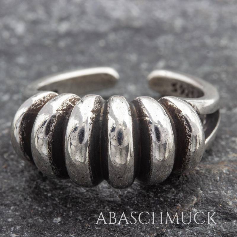 Silberring 925 Für Damen - Breiter, Offener Ring Mit Oxidierter Oberfläche Im Boho Und Yoga Stil, Auffällig, Handgefertigt Einzigartig von AbaSchmuck
