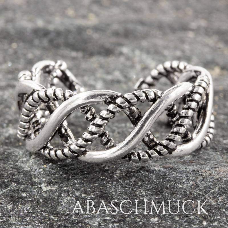 Silberring Mit Filigranem Geflochtenem Muster 925 Sterling Silber Ring Größenverstellbar Handmade Schmuck Für Frauen - Elegant & Zeitlos von AbaSchmuck