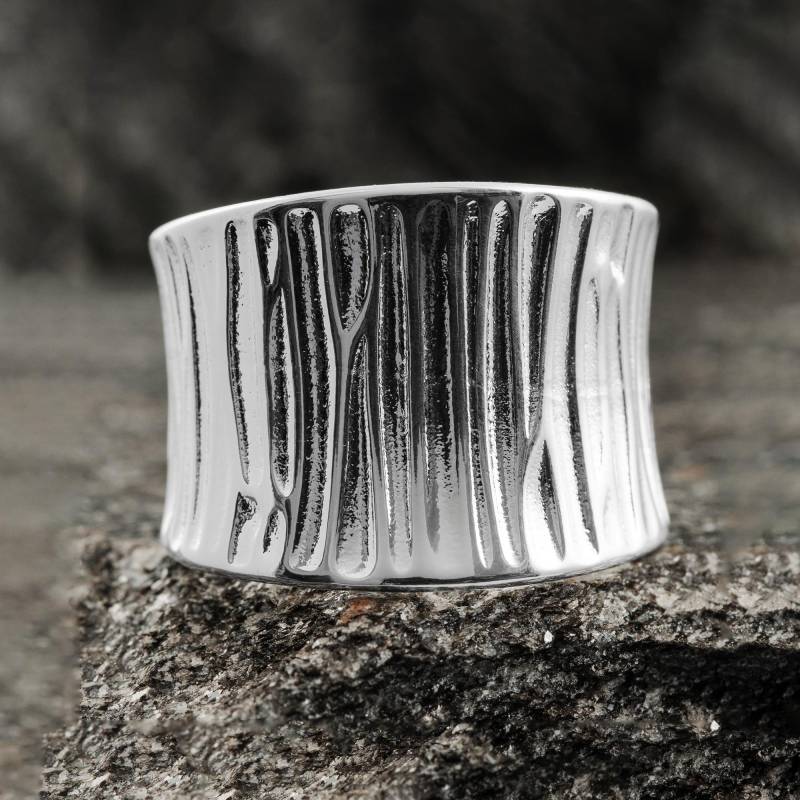 Verstellbarer Ring Silber 925 Breit Offen Bandring Unisex Daumenring Handgefertigt Statement Schmuck Damen Herren Verstellbar Bis Größe 66 von AbaSchmuck